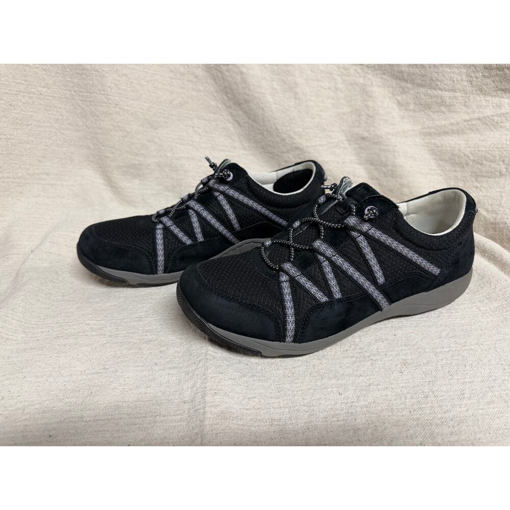 Dansko Womens Black Walking Shoes Elastic Lace Comfort Sneakers Size 10 EU 41
